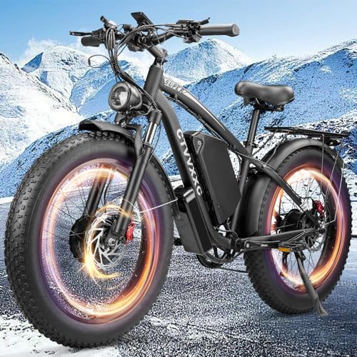 6000W Dual Motor Electric Bike for Adults – 52V 34Ah Fast Ebike with 45 MPH Max Speed for Men Women,Up to 100 Miles,24″ Fat Tire Hydraulic Disc Brake Electric Bicycle,Off-Road Mountain Commuter E-Bike